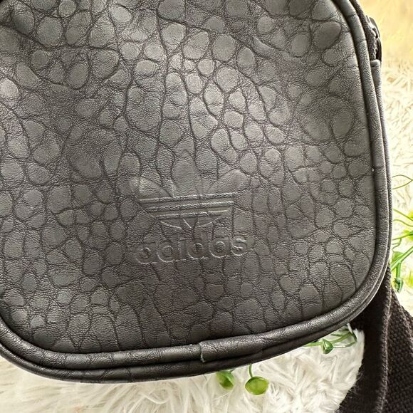 Adidas Black Mini Backpack Textured Croc Print Lightweight Faux Leather - Picture 6 of 10